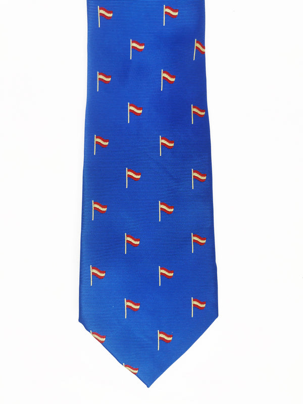 Blue tie with Spanish flags