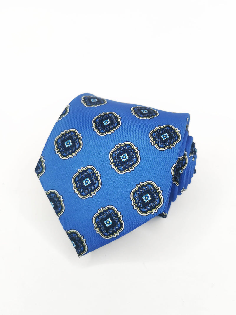 Corbata azul índigo con rosetas - DiversoMen