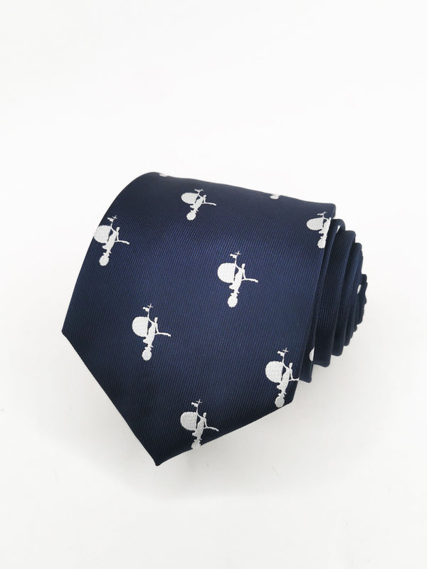 Corbata azul marino con giraldillo blanco
