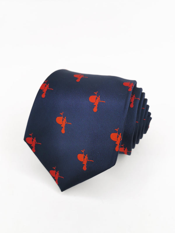Corbata azul marino con giraldillo rojo
