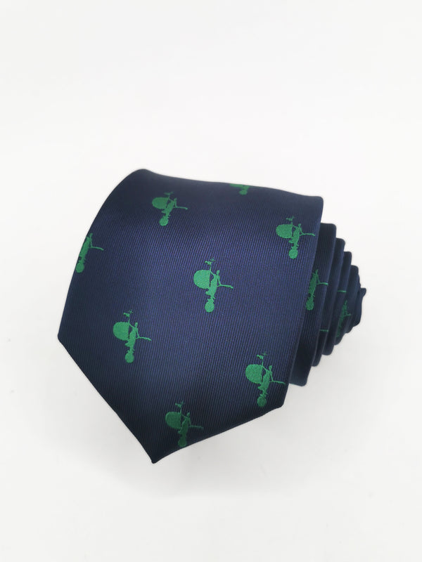 Corbata azul marino con giraldillo verde