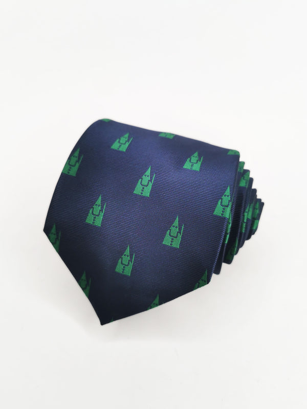 Corbata azul marino con nazarenos verdes