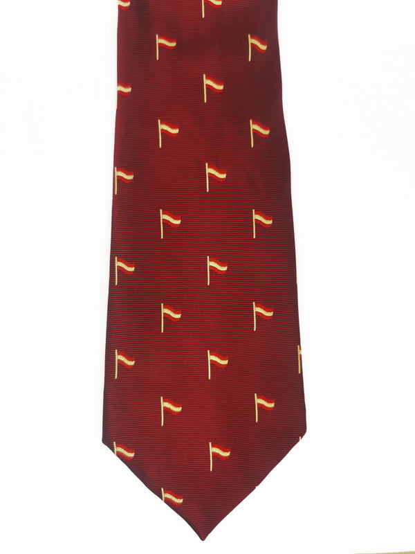 Burgundy tie with Spanish flags