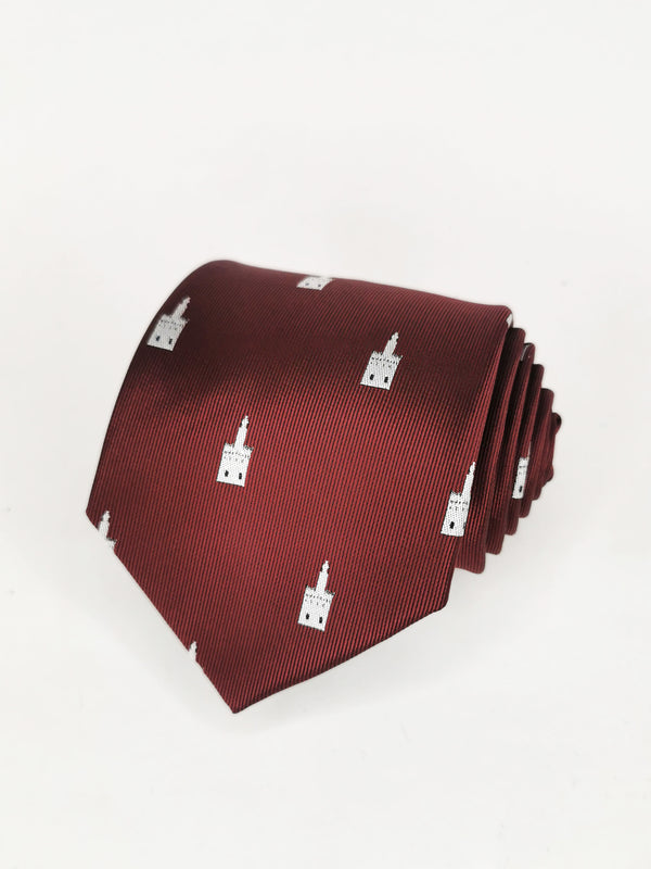 Burgundy tie with white Torre del Oro
