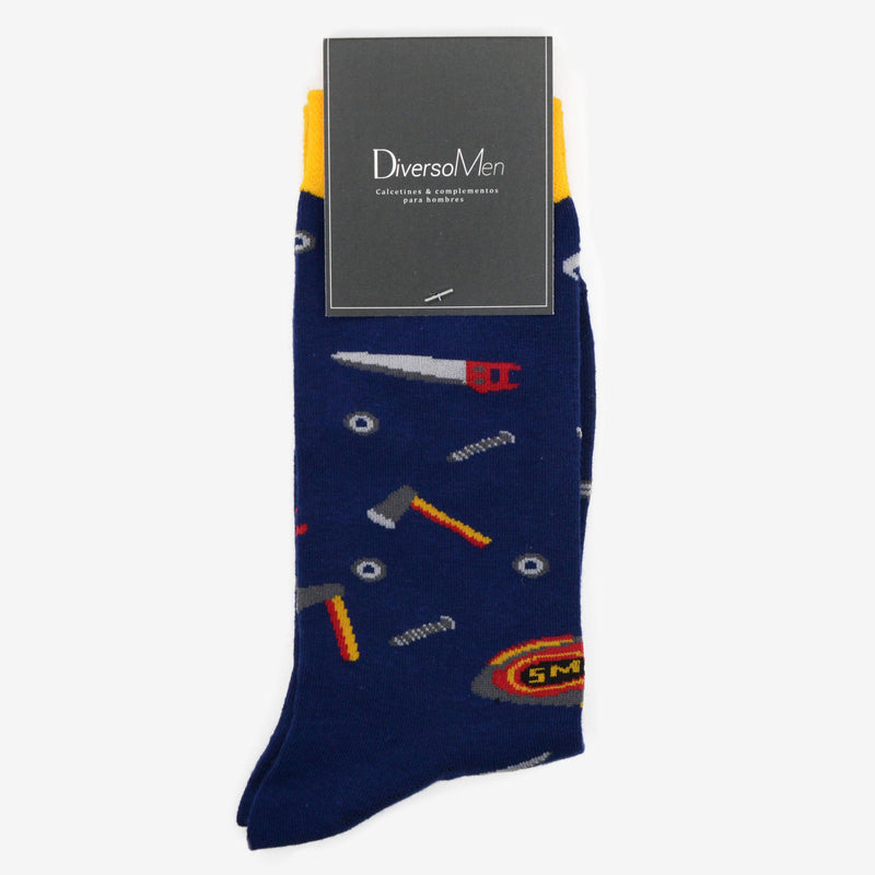 Calcetines azul oscuro con herramientas - DiversoMen