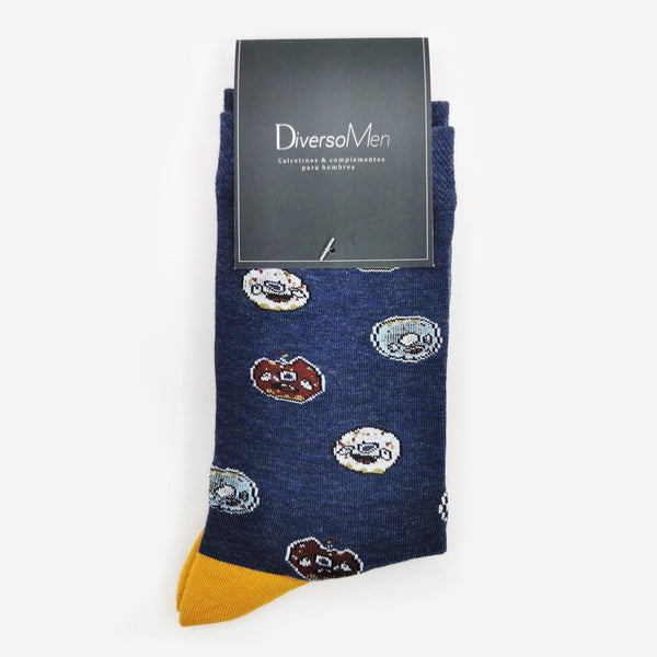 Calcetines azules oscuros con donuts de colores - DiversoMen