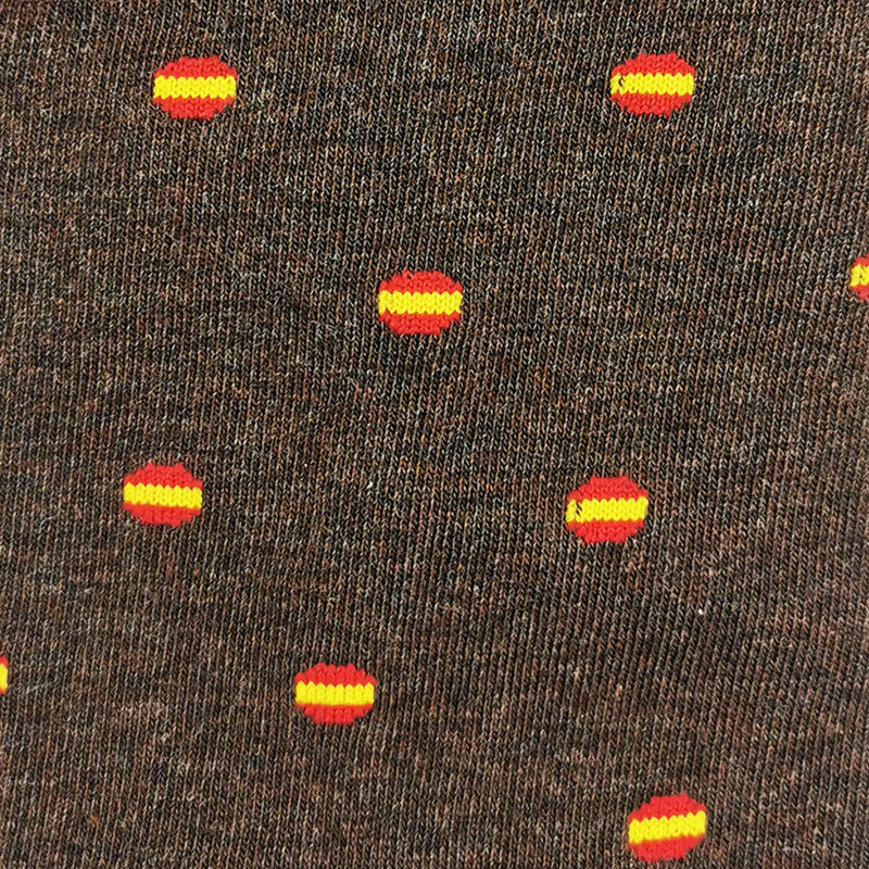 Calcetines marrones con bandera de España circular - DiversoMen