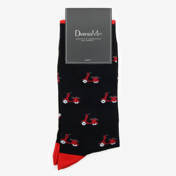 Calcetines negros con vespas rojas - DiversoMen
