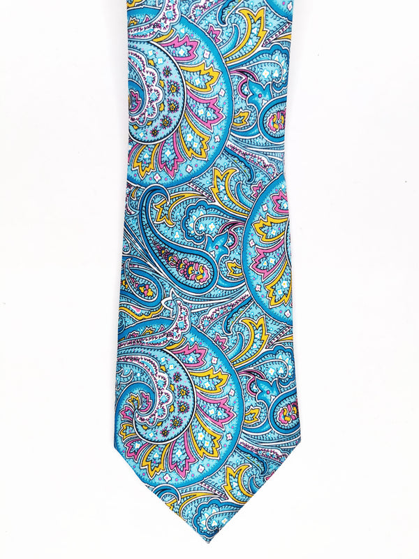Light blue yellow and pink cashmere tie
