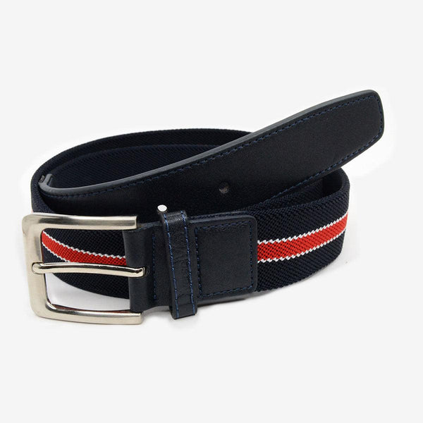Cinturón elástico rayas azul marino y rojas - DiversoMen