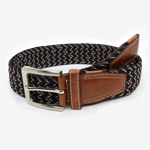 Cinturón trenzado elástico marrón, negro y blanco - DiversoMen