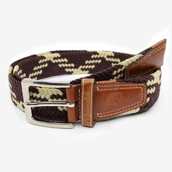 Cinturón trenzado elástico marrón y beige - DiversoMen