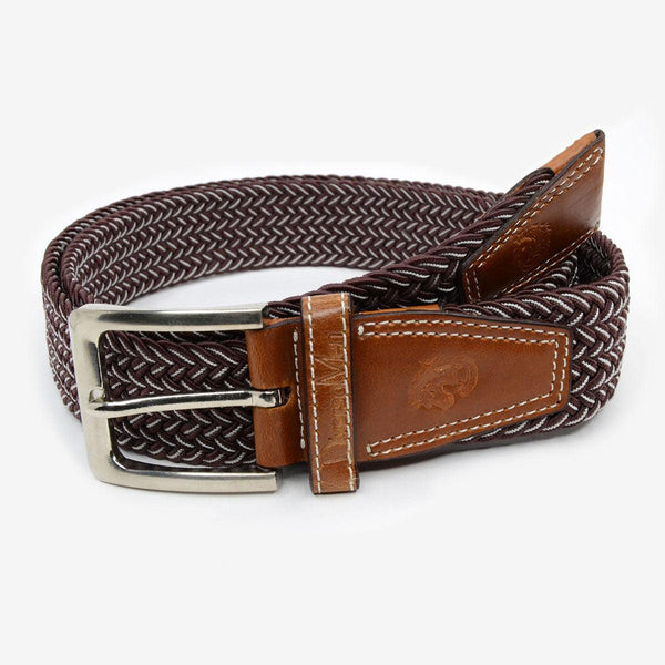 Cinturón trenzado elástico marrón y blanco - DiversoMen
