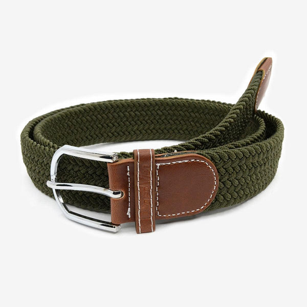 Cinturón trenzado elástico verde militar - DiversoMen