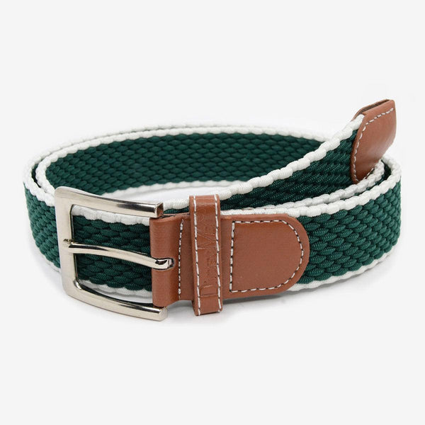 Cinturón trenzado elástico verde oscuro rayas blancas - DiversoMen