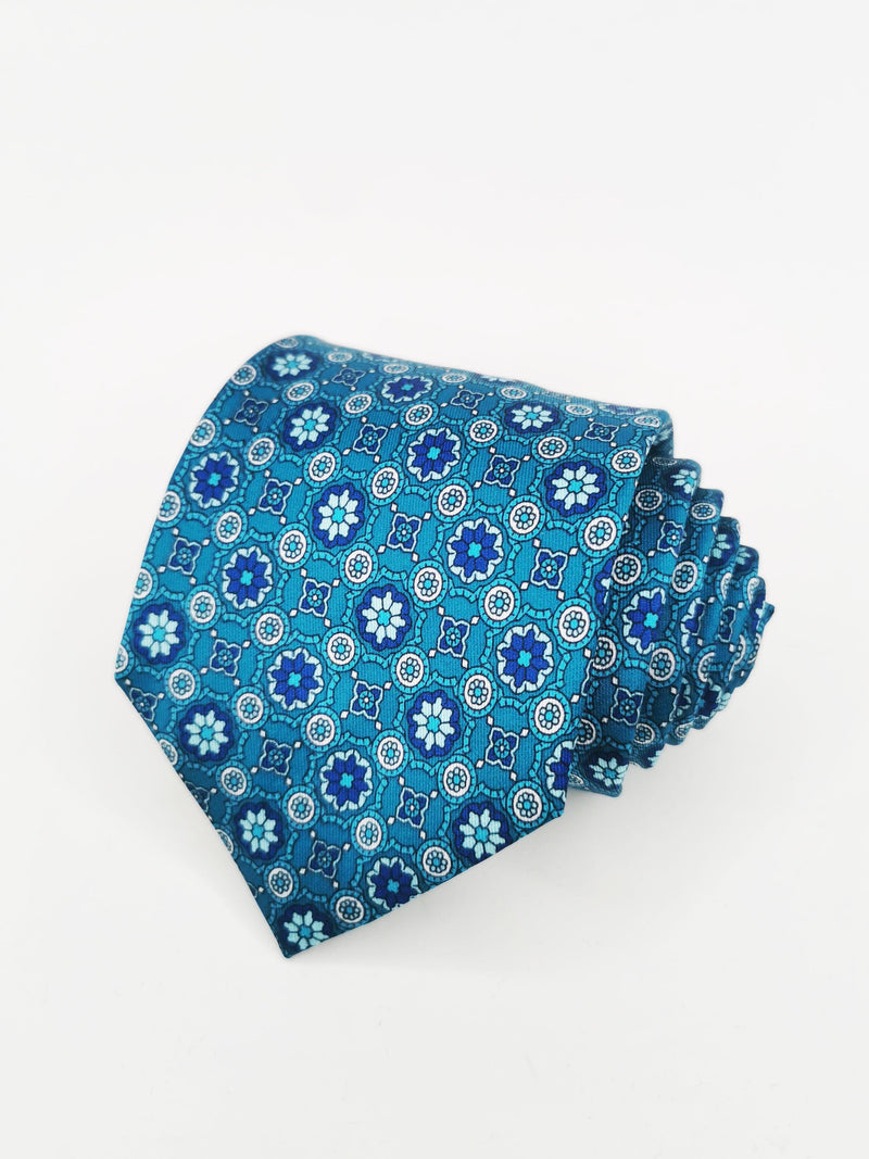 Corbata azul bondi con figuras azul y celestes - DiversoMen
