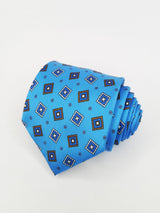 Corbata azul cielo con cuadros marrones y blancos - DiversoMen