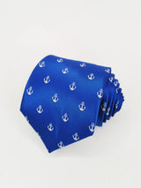 Corbata azul con anclas blancas - DiversoMen