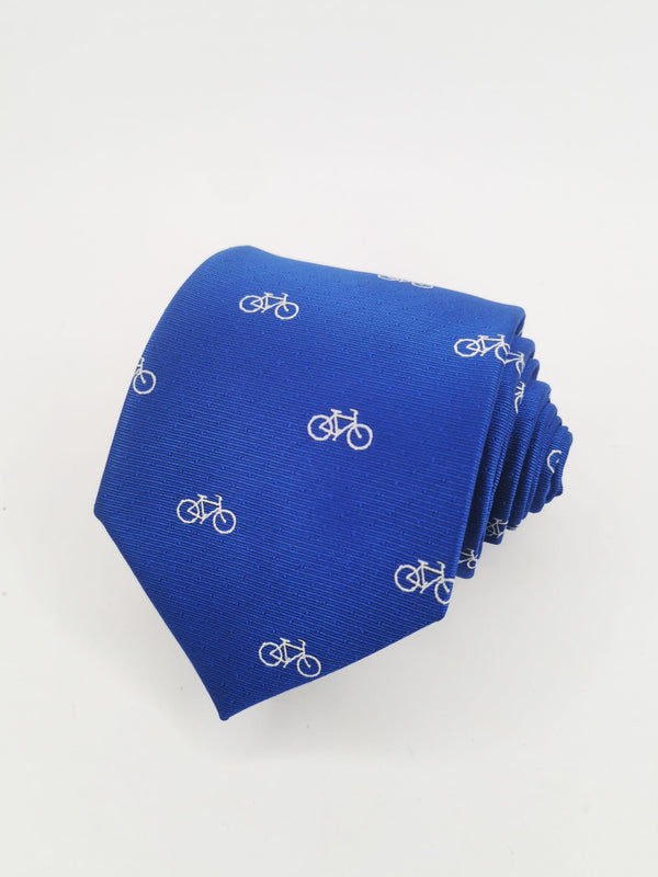 Corbata azul con bicicletas blancas - DiversoMen