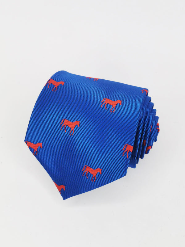 Corbata azul con caballos rojos - DiversoMen