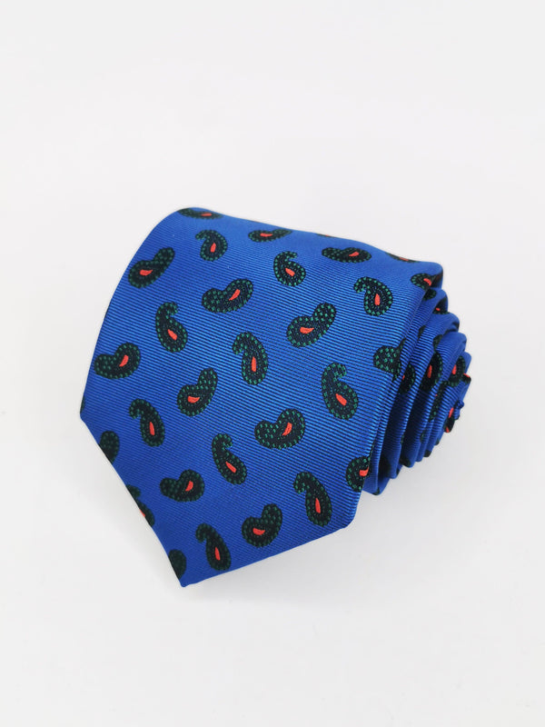 Corbata azul con cachemir rojo y verde - DiversoMen