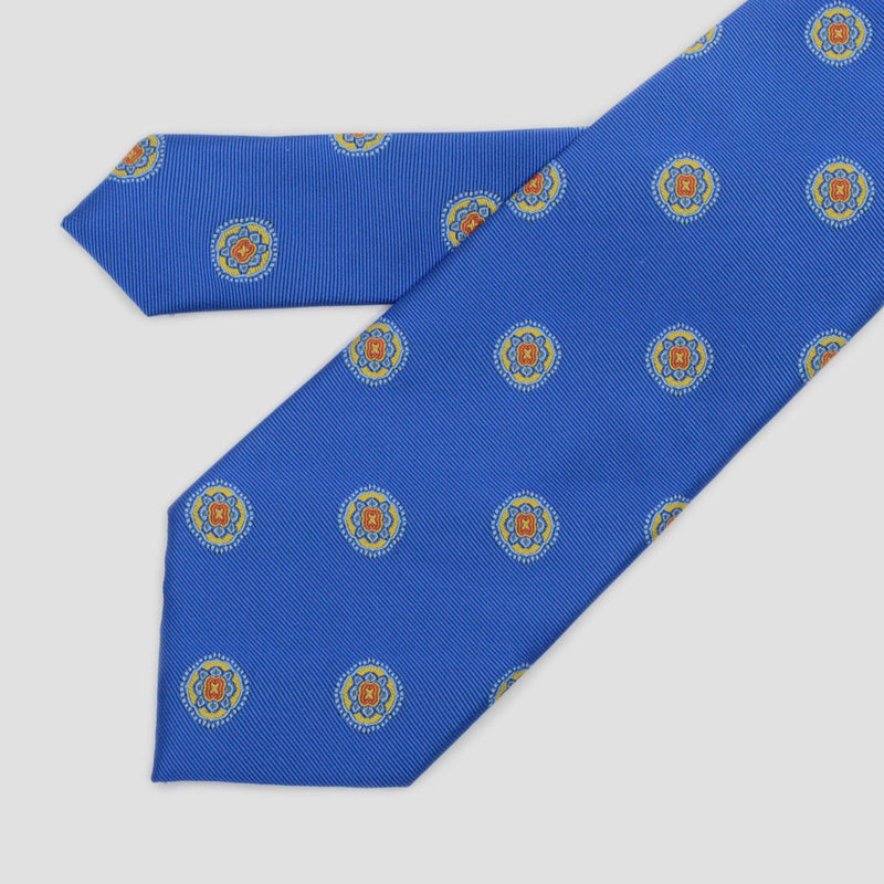 Corbata azul con figuras amarillo y celeste - DiversoMen