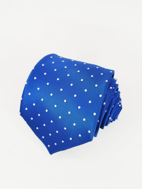 Corbata azul con lunares blancos medianos - DiversoMen