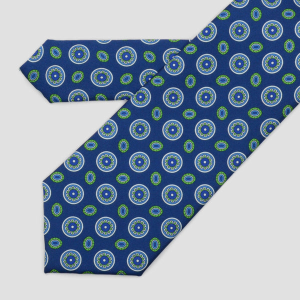 Corbata azul con medallones verdes - DiversoMen