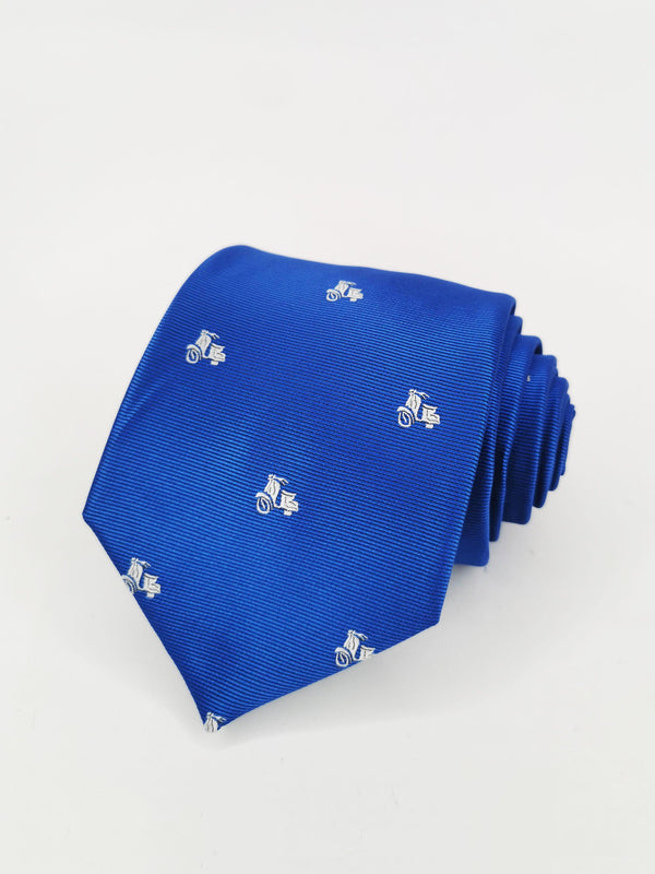 Corbata azul con motos vespas blancas - DiversoMen