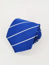 Corbata azul de rayas blancas finas - DiversoMen