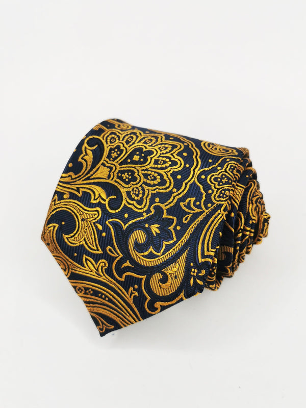 Corbata azul marino cachemir brillante dorado - DiversoMen