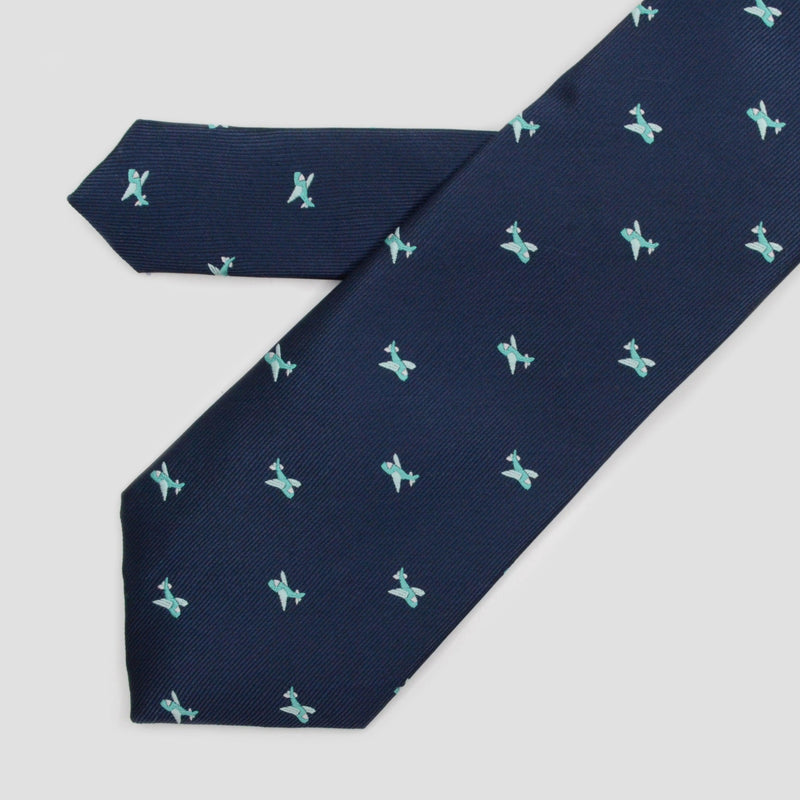 Corbata azul marino con aviones - DiversoMen