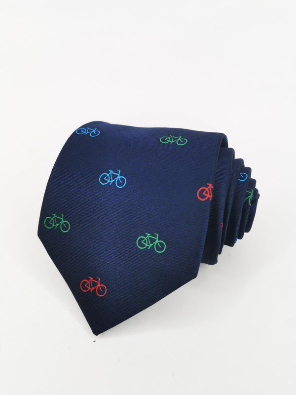 Corbata azul marino con bicicletas de colores - DiversoMen