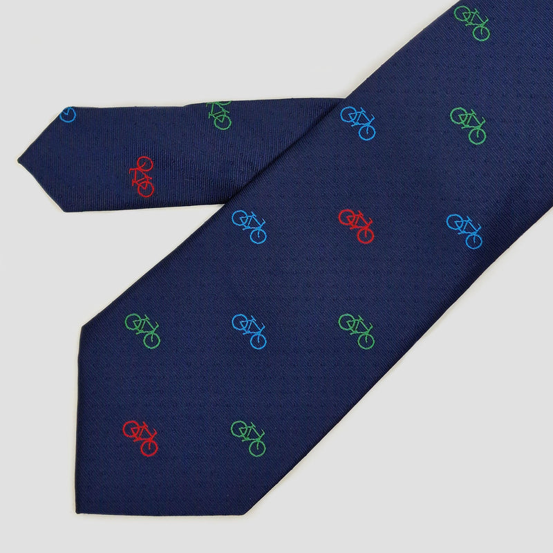 Corbata azul marino con bicicletas de colores - DiversoMen