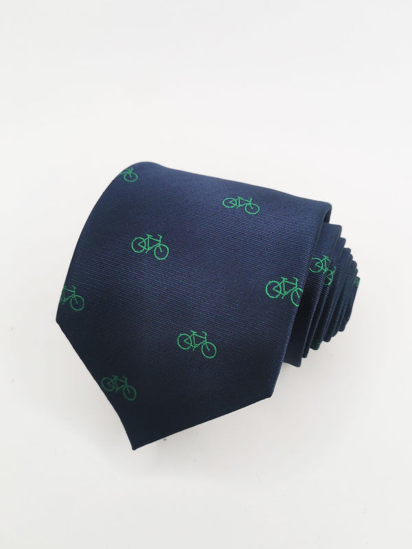 Corbata azul marino con bicicletas verdes - DiversoMen