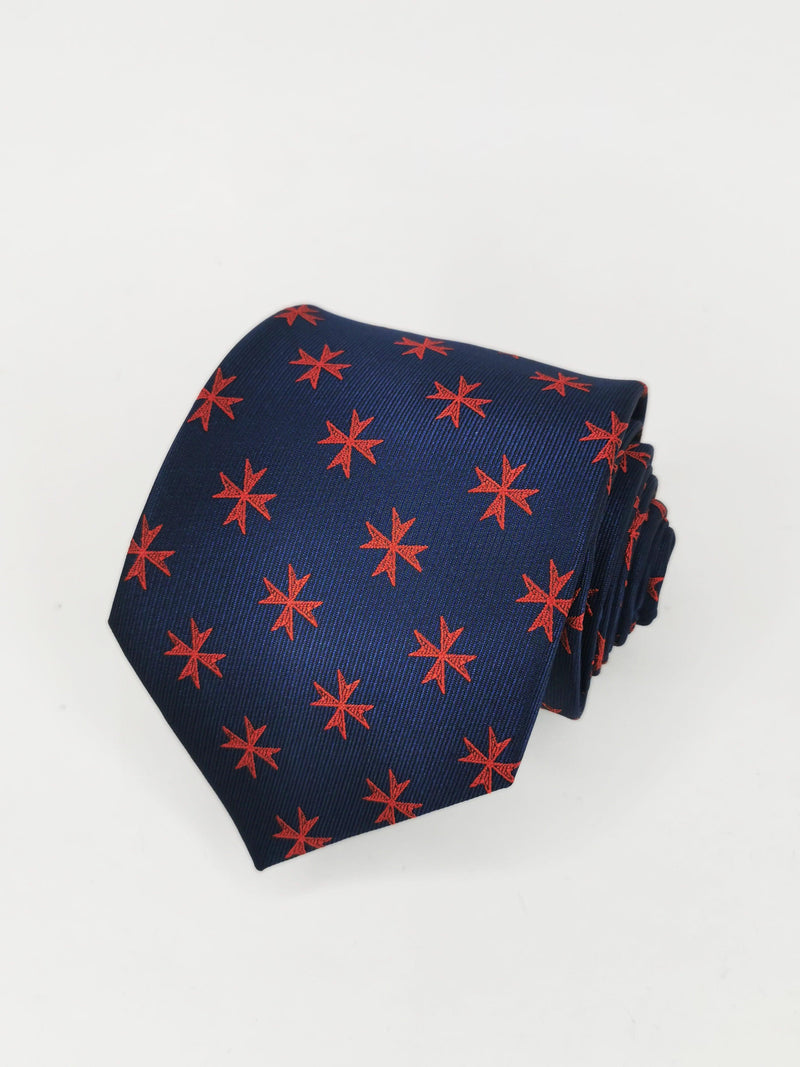 Corbata azul marino con cruz de malta - DiversoMen