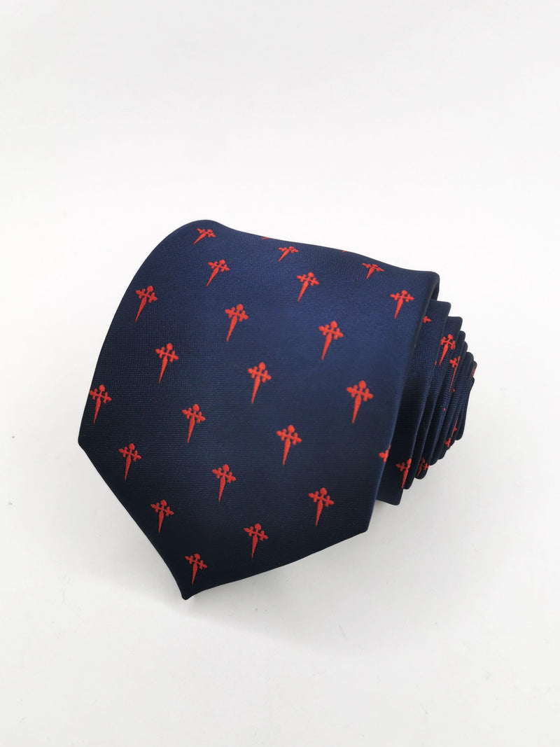 Corbata azul marino con cruz de santiago rojas - DiversoMen