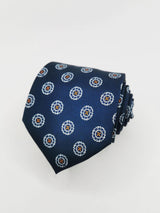 Corbata azul marino con medallones blancos - DiversoMen