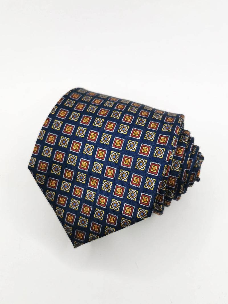 Corbata azul marino con mosaicos vintage - DiversoMen