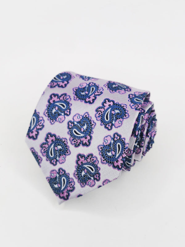 Corbata lila con figuras de cachemir azules - DiversoMen