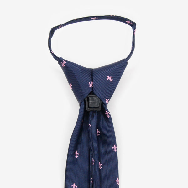 Corbata niños azul marino con flor de lis rosa - DiversoMen