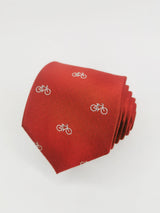 Corbata roja con bicicletas blancas - DiversoMen