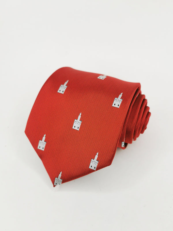 Corbata roja con Torre del Oro blanca - DiversoMen