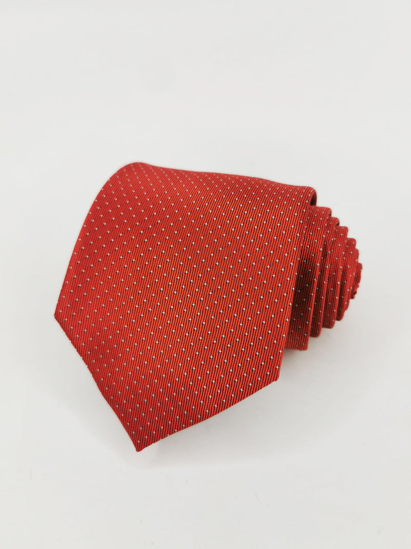 Corbata roja de lunares blancos pequeños - DiversoMen