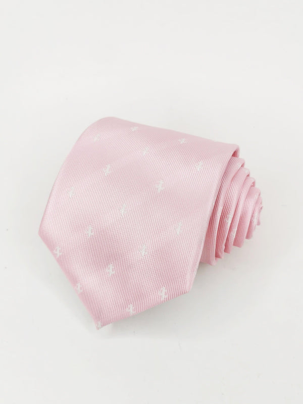 Corbata rosa con flor de lis blanca - DiversoMen