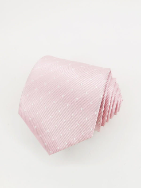Corbata rosa de lunares blancos medianos - DiversoMen