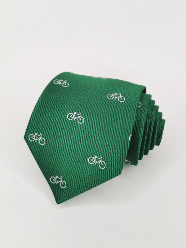 Corbata verde con bicicletas blancas - DiversoMen