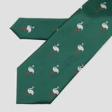 Corbata verde con flamencos grises - DiversoMen