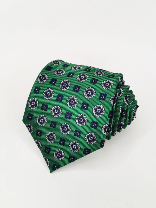 Corbata verde con medallones azul marino - DiversoMen