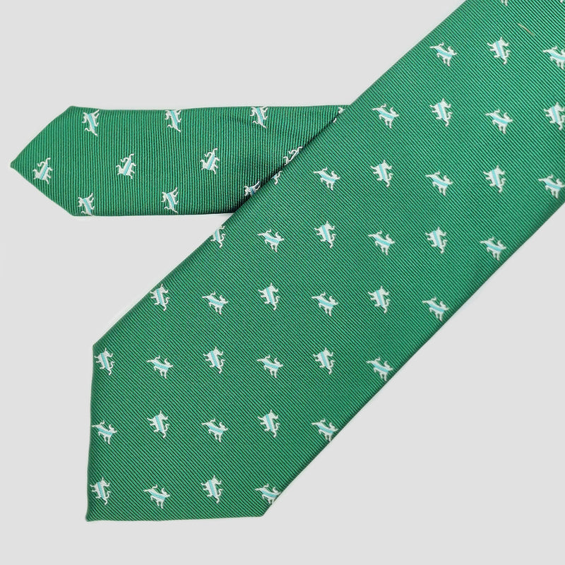 Corbata verde con toros blancos pequeños - DiversoMen